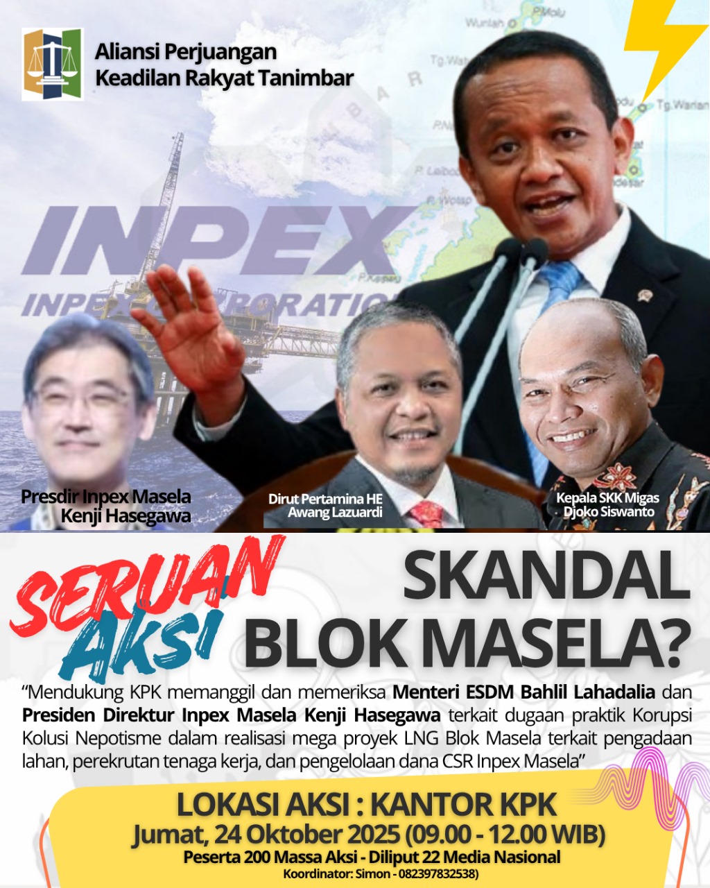 Rakyat Tanimbar Gelar Aksi di KPK Tuntut Bahlil Diperiksa